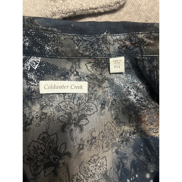 Coldwater Creek Womens Snap Jacket Size P14 Celestial Beaded Blue/Gray/Silver - Picture 7 of 8